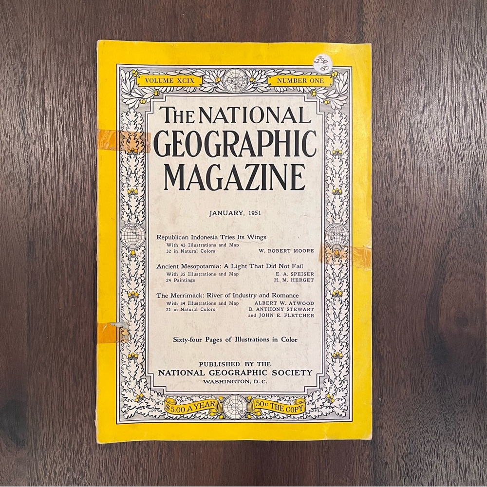 Vintage National Geographic Magazine January 1951‎ Volume XCIX Number One